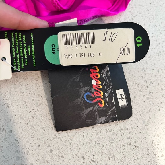 NEW Moontide Swimwear Bikini Top UK 10 Triangle String Swim Fuchsia Unpadded - Picture 11 of 12